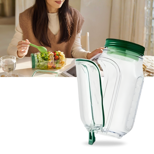 Clear Meal Prep Jar With Built In Sauce Cup For Mess Free Meals