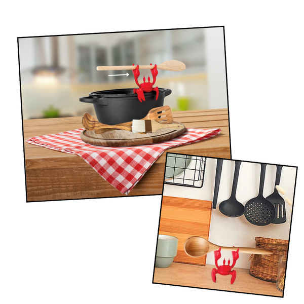 Crab Design Non Slip Spoon Holder Keeps Utensils Off Counter Heat Resistant