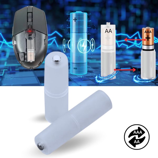 Universal AAA to AA Battery Adapter for On the Go Power