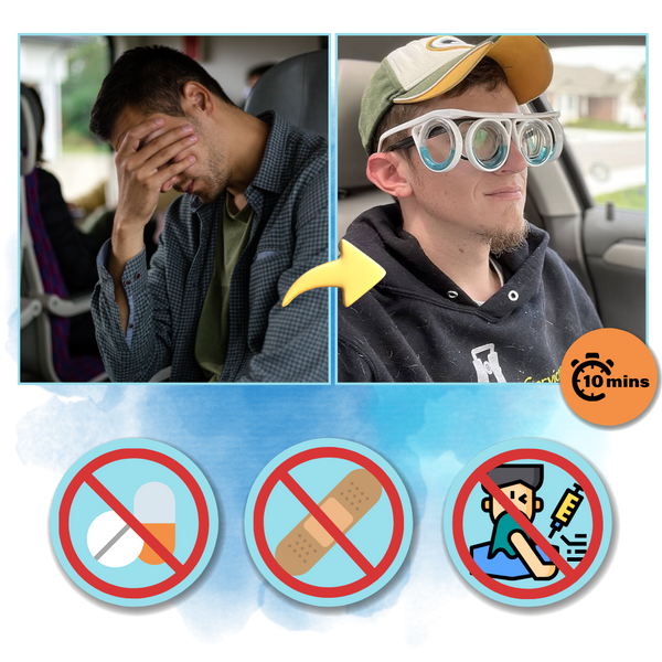 Universal Fit Anti Vertigo Glasses for Travel Nausea Relief and Comfort