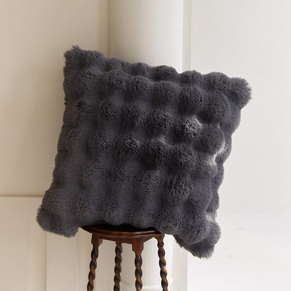 Faux Rabbit Fur Pillow Cover Plush Soft Decorative Home Accent