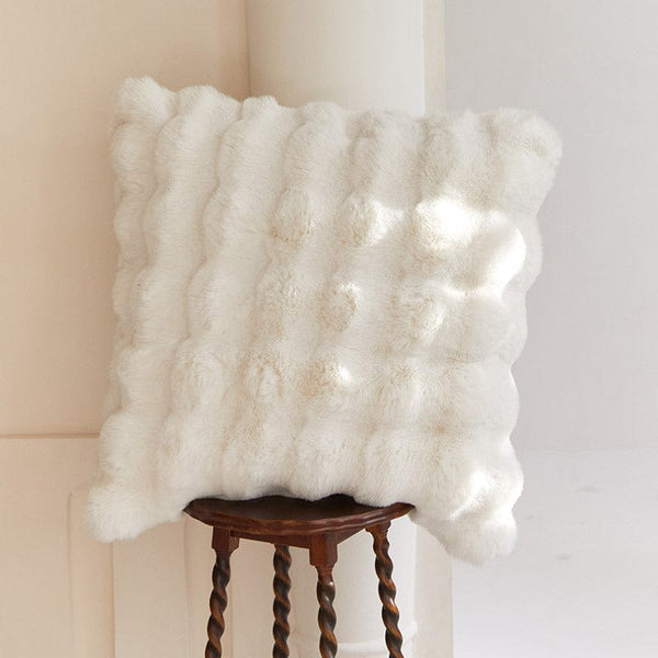Faux Rabbit Fur Pillow Cover Plush Soft Decorative Home Accent
