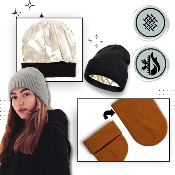 Satin Lined Knit Beanie For Hair Protection And All Day Warmth
