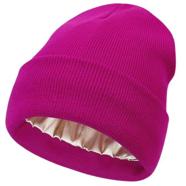 Satin Lined Knit Beanie For Hair Protection And All Day Warmth