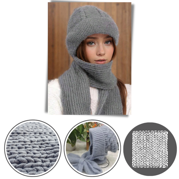 Windproof Knit Hooded Hat With Built In Scarf And Ear Protection