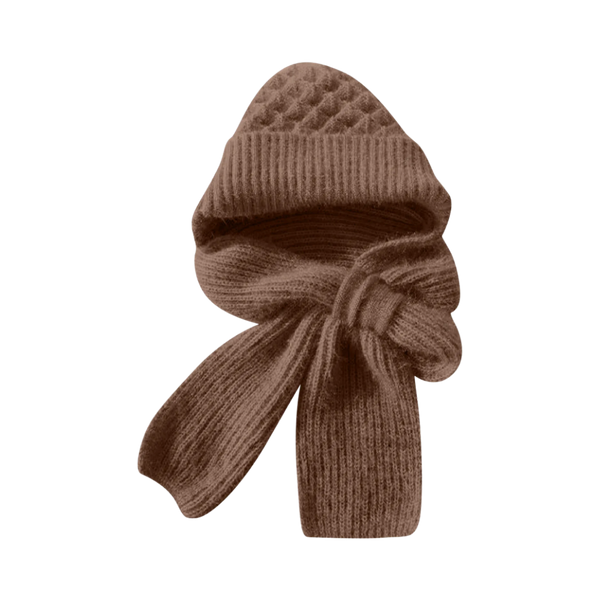 Windproof Knit Hooded Hat With Built In Scarf And Ear Protection