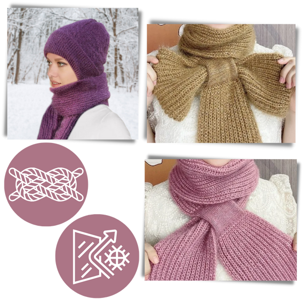 Windproof Knit Hooded Hat With Built In Scarf And Ear Protection