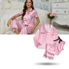 Women's Satin Pajamas Set With Silky Comfort And Front Pocket