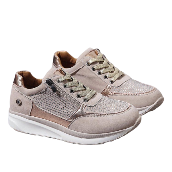 Sparkling Crystal Accent Wedge Sneakers For Added Height And Glamour