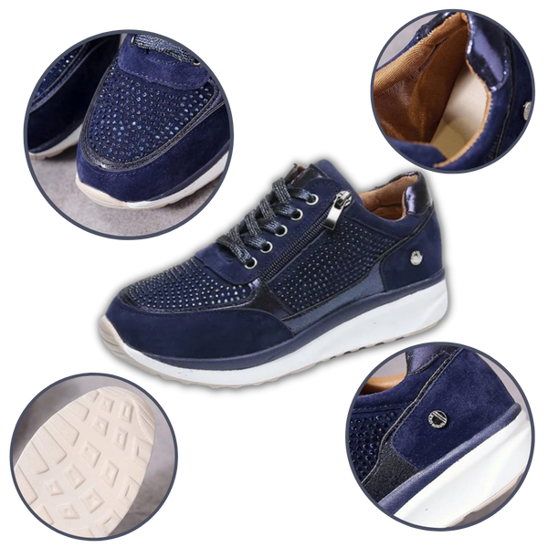 Sparkling Crystal Accent Wedge Sneakers For Added Height And Glamour