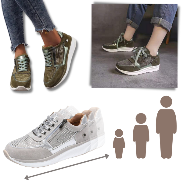 Sparkling Crystal Accent Wedge Sneakers For Added Height And Glamour