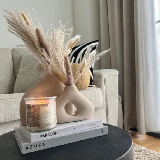 Premium Oblong Vase 2 Piece Set Elegant Modern Home Decor Accent