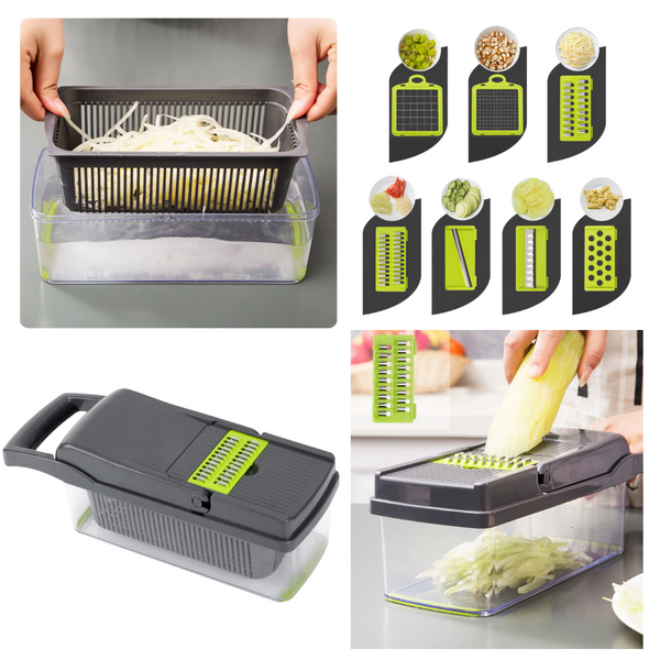 Eight In One Mandoline Slicer With Seven Sharp Blades For Precise Prep