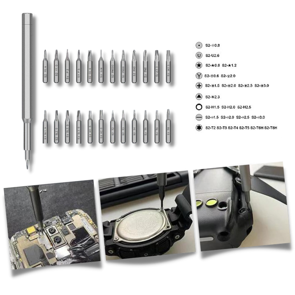 Magnetic 24-In-1 Precision Screwdriver Kit With Aluminum Handle