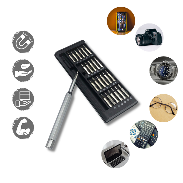 Magnetic 24-In-1 Precision Screwdriver Kit With Aluminum Handle