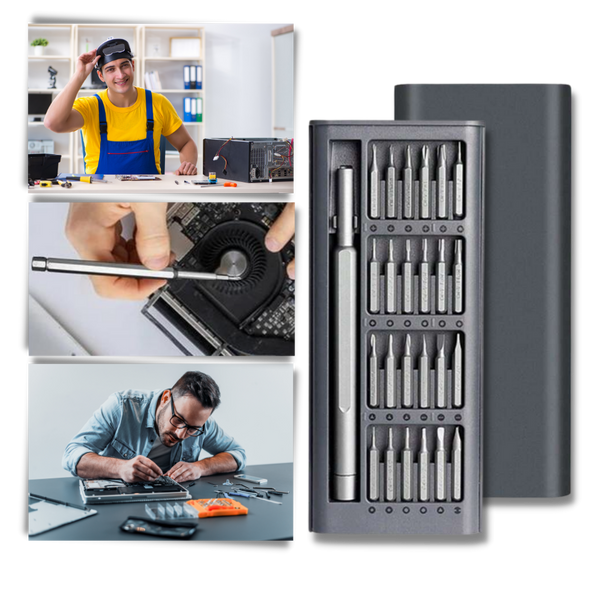Magnetic 24-In-1 Precision Screwdriver Kit With Aluminum Handle
