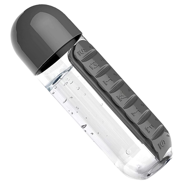 Premium Water Bottle With Integrated Pill Box For Easy Hydration On The Go