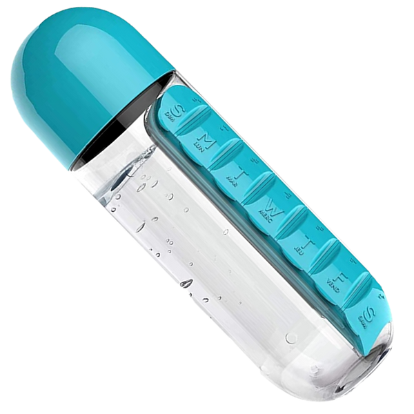 Premium Water Bottle With Integrated Pill Box For Easy Hydration On The Go