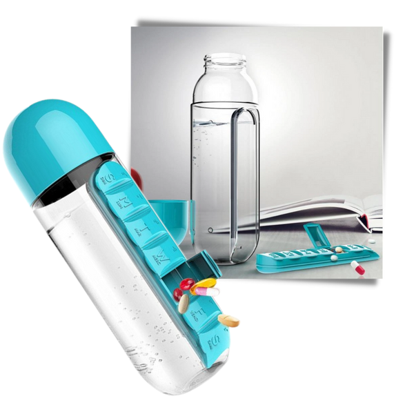 Premium Water Bottle With Integrated Pill Box For Easy Hydration On The Go