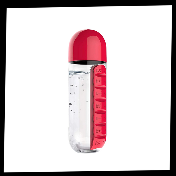 Premium Water Bottle With Integrated Pill Box For Easy Hydration On The Go
