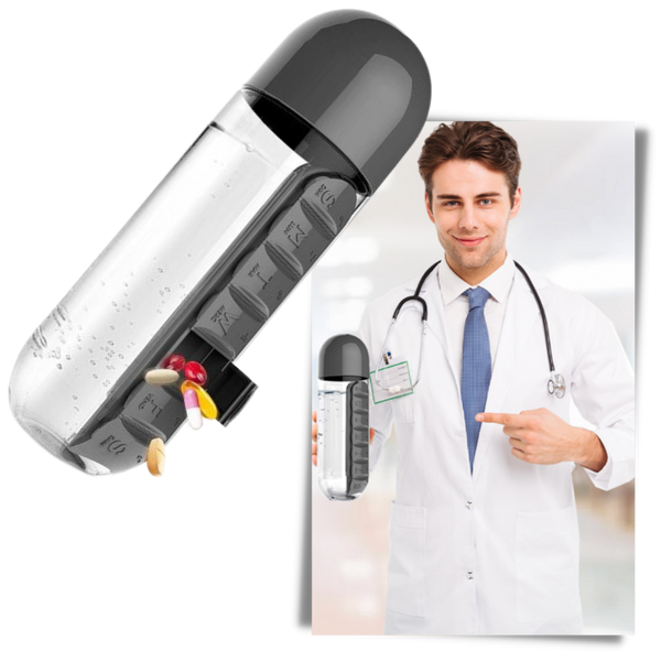 Premium Water Bottle With Integrated Pill Box For Easy Hydration On The Go