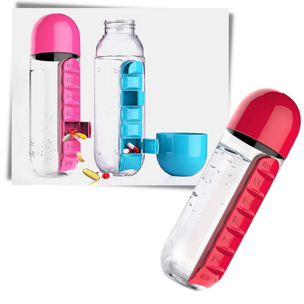 Premium Water Bottle With Integrated Pill Box For Easy Hydration On The Go