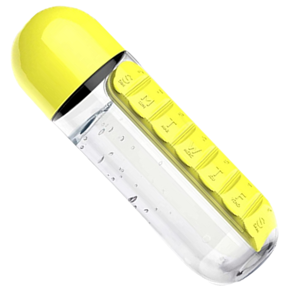 Premium Water Bottle With Integrated Pill Box For Easy Hydration On The Go