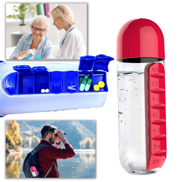 Premium Water Bottle With Integrated Pill Box For Easy Hydration On The Go