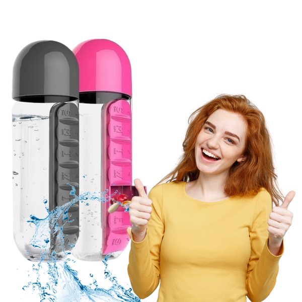 Premium Water Bottle With Integrated Pill Box For Easy Hydration On The Go