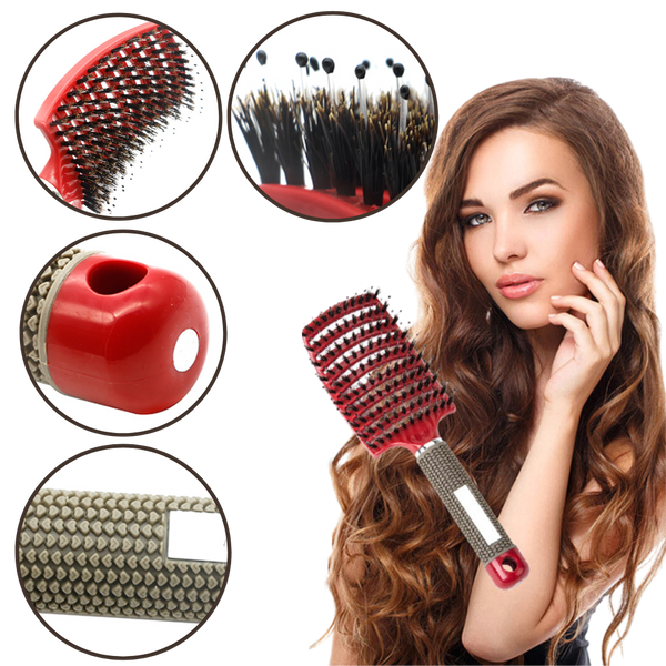 Natural Boar Bristle Hairbrush For Relaxing Scalp Massage