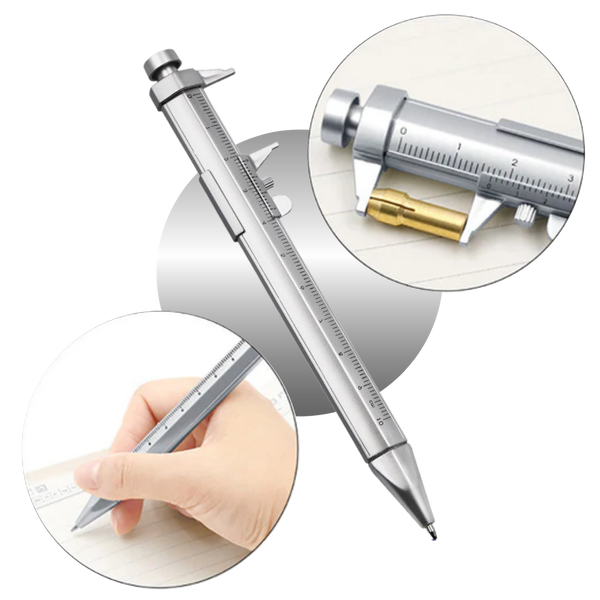 Compact Caliper Ballpoint Pen With Built In Measuring Scale