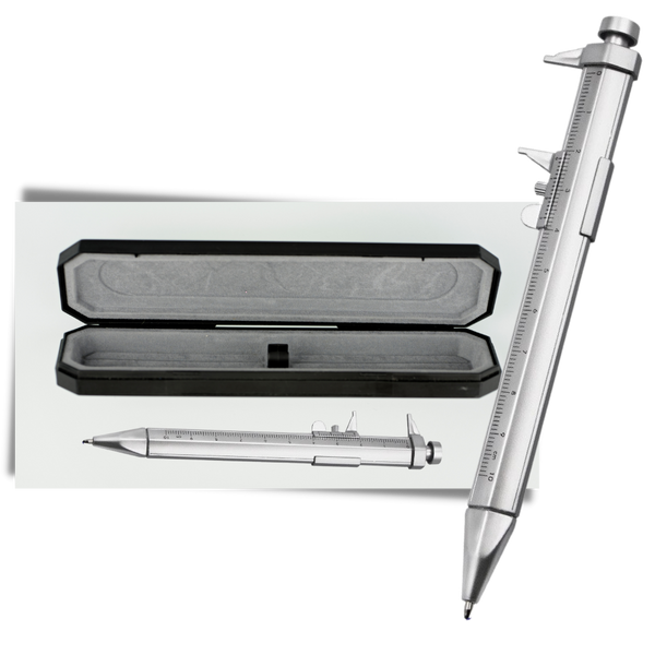 Compact Caliper Ballpoint Pen With Built In Measuring Scale