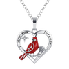Cardinal Heart Pendant Necklace With Adjustable Chain For Vibrant Colors