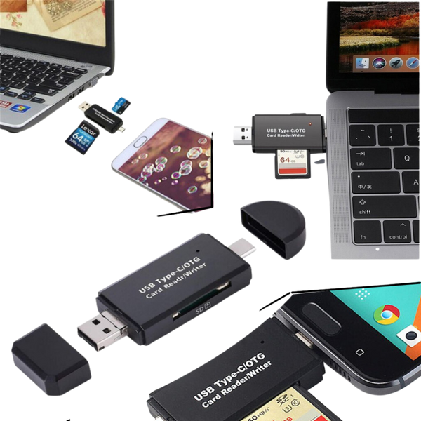 Three In One USB Memory Card Reader For Ultra Fast File Transfer