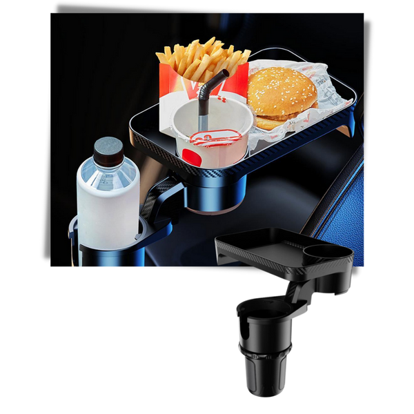 Spill-Proof Car Cup Holder With Rotating Tray For Secure Drinks
