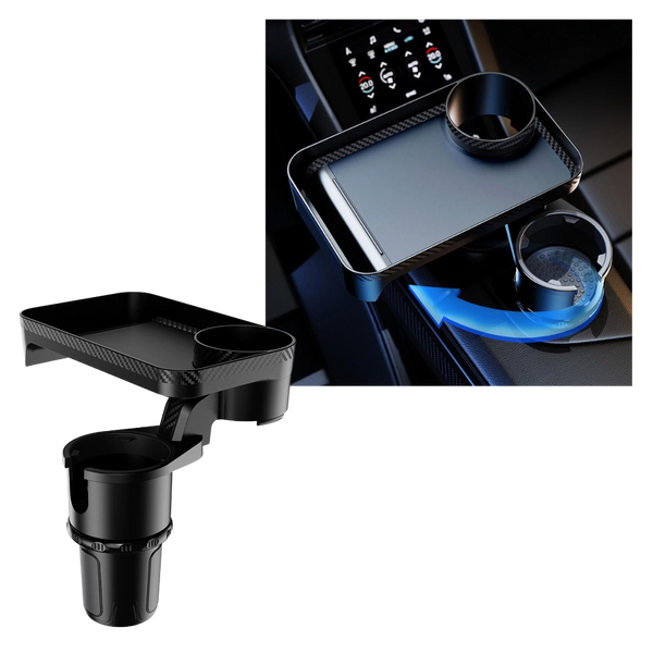 Spill-Proof Car Cup Holder With Rotating Tray For Secure Drinks