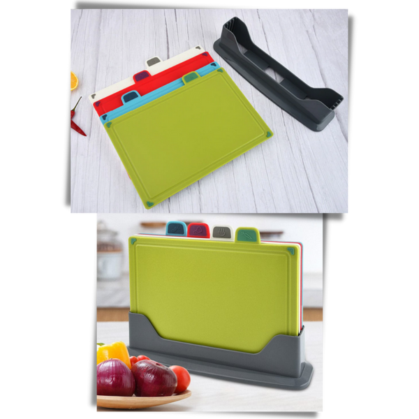 Premium Four-Piece Chopping Board Set With Holder For Easy Precise Prep