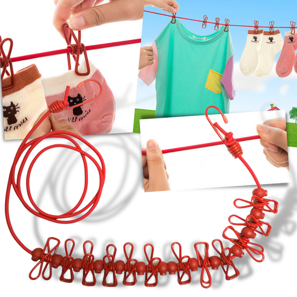 4m Stretch Camping Clothesline With Pegs For Quick Outdoor Drying