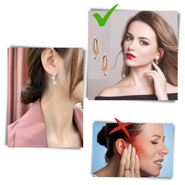 Gold And Silver Cross Curved Earrings With Sparkling Stones