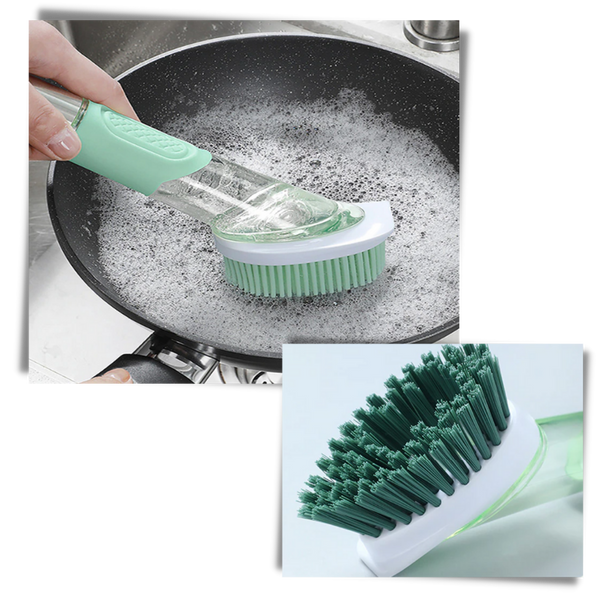Soap Dispensing Dish Brush For Gentle Scratch Free Cleaning