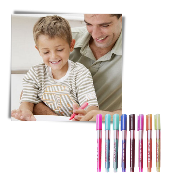 Eight-Pack Double-Line Marker Pens for Long-Lasting Colors