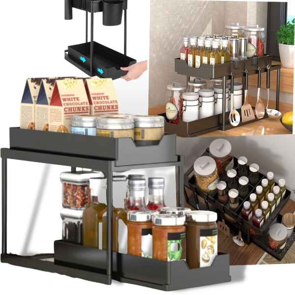 Two Drawer Spice Organizer For Streamlined Kitchen Storage