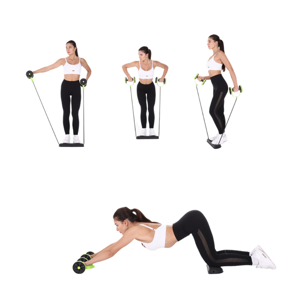 Core Roller With Resistance Bands For Full Body Home Workout