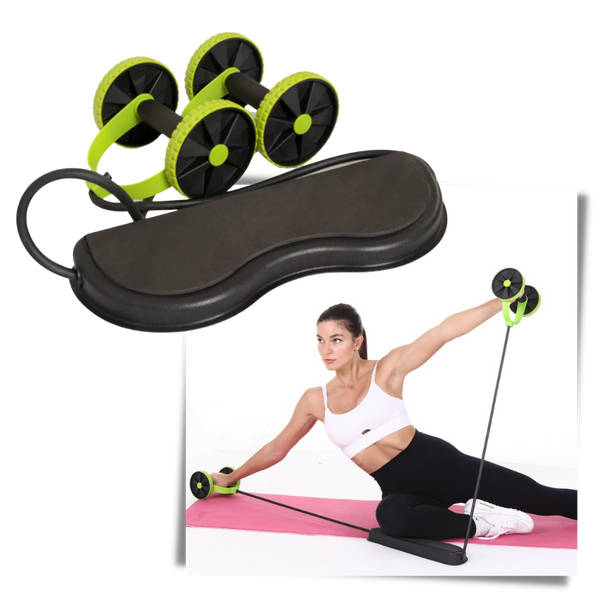 Core Roller With Resistance Bands For Full Body Home Workout