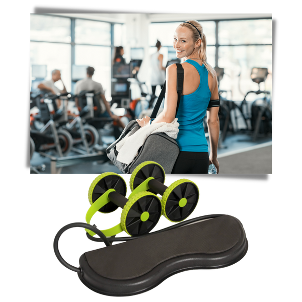 Core Roller With Resistance Bands For Full Body Home Workout