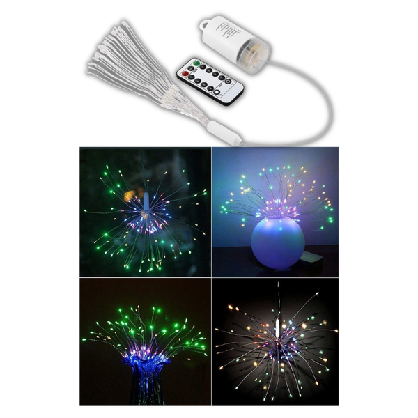 Waterproof LED Fireworks Garland For Outdoor Decor With 8 Modes
