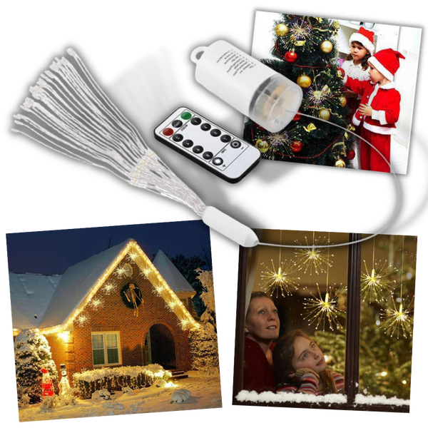 Waterproof LED Fireworks Garland For Outdoor Decor With 8 Modes