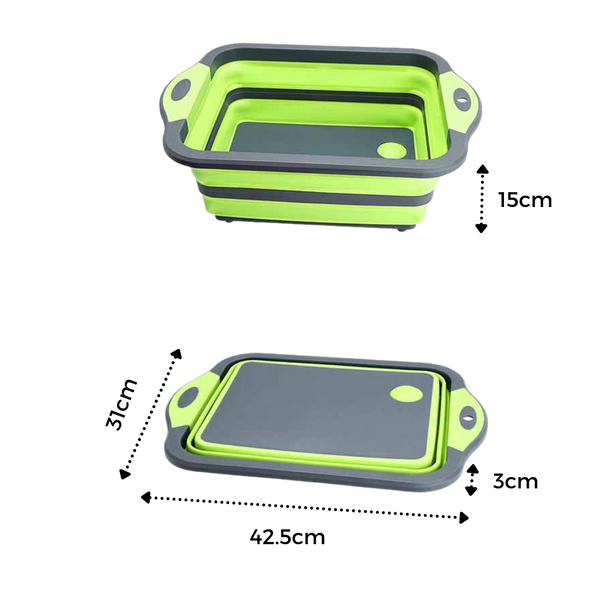 Foldaway Kitchen Cutting Board With Built In Drain Basket