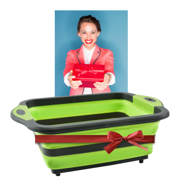 Foldaway Kitchen Cutting Board With Built In Drain Basket