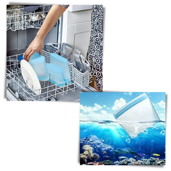 Eight-Pack Reusable Silicone Food Bags Keep Food Fresh, Leakproof Storage